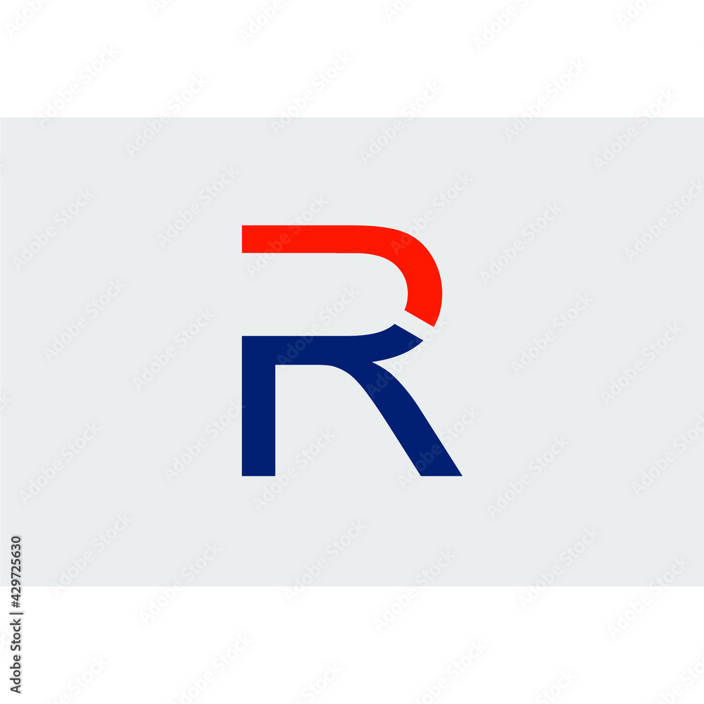 abstract logo letter R in orange and blue color abstract logo letter R in orange and blue color