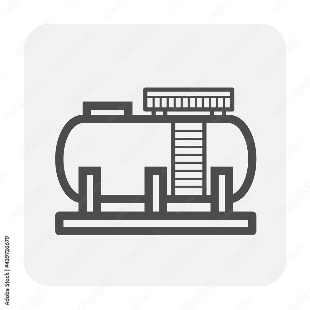 Oil gas tank vector icon. Industrial container for storage natural gas, petroleum liquid i.e. crude, gasoline, diesel. For refinery, manufacturing, production industry in factory, petrochemical plant. Oil gas tank vector icon. Industrial container for storage natural gas, petroleum liquid i.e. crude, gasoline, diesel. For refinery, manufacturing, production industry in factory, petrochemical plant.