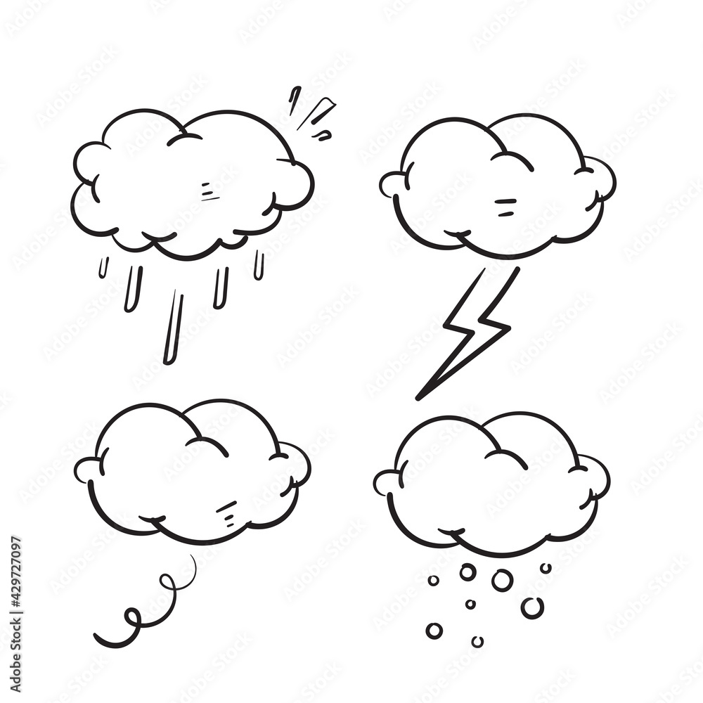hand drawn doodle cloud weather illustration vector isolated hand drawn doodle cloud weather illustration vector isolated