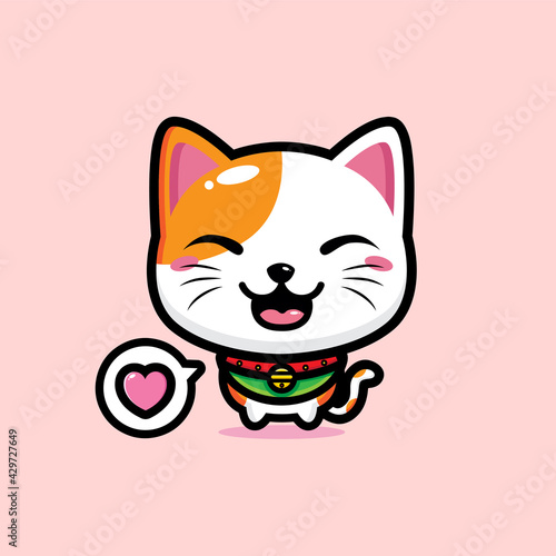 cartoon cute lucky cat vector design