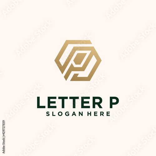 Free Download Abstract monogram logo P letter design set, in gold color - GFXLoad