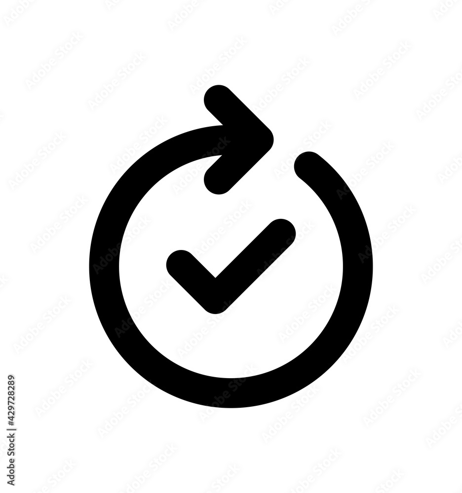 Checked, done process completed vector icon. Checked, done process completed vector icon.