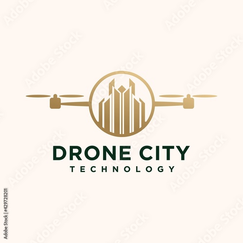 abstract drone logo. city icon drone logo for housing and urban areas