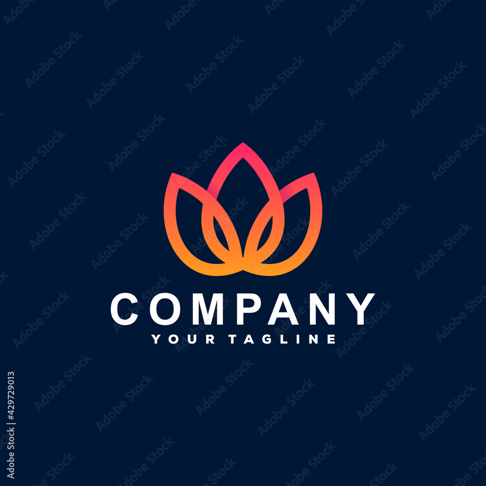 lotus color gradient logo design lotus color gradient logo design
