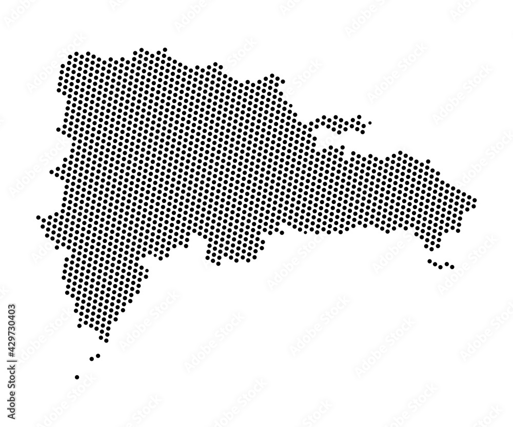 Abstract map of Dominican Republic dots planet, lines, global world map halftone concept. Vector illustration eps 10. - obrazy, fototapety, plakaty 