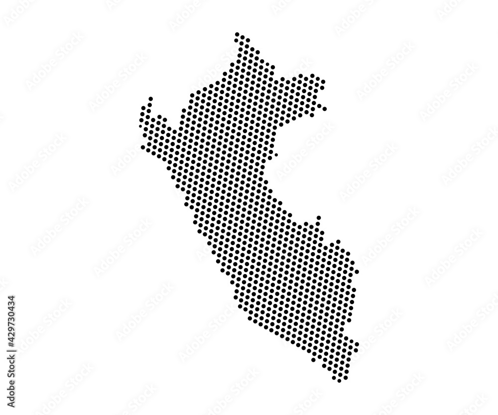 Abstract map of Peru dots planet, lines, global world map halftone concept. Vector illustration eps 10.