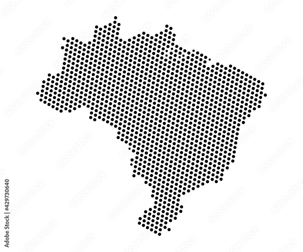 Abstract map of Brazil dots planet, lines, global world map halftone concept. Vector illustration eps 10.