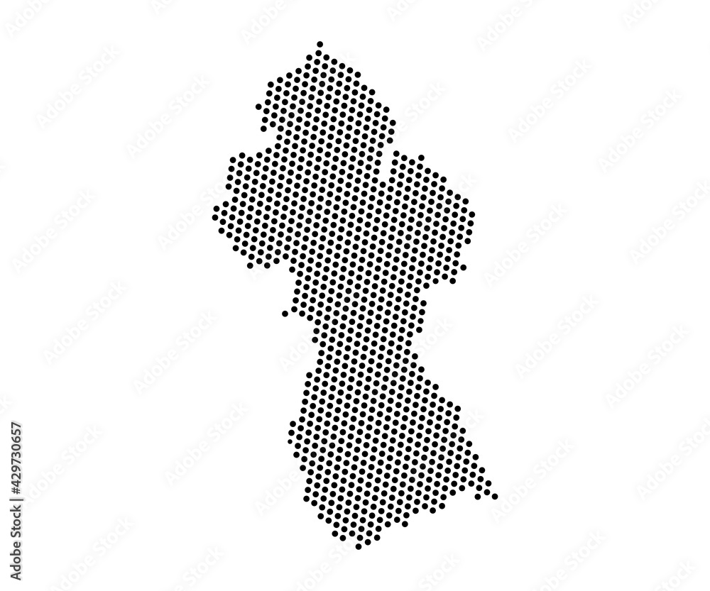 Fototapeta premium Abstract map of Guyana dots planet, lines, global world map halftone concept. Vector illustration eps 10.