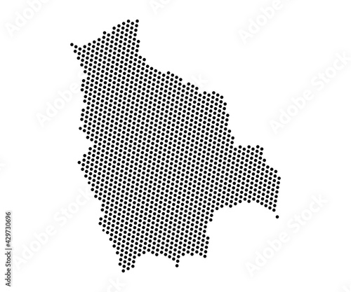 Abstract map of Bolivia dots planet, lines, global world map halftone concept. Vector illustration eps 10.