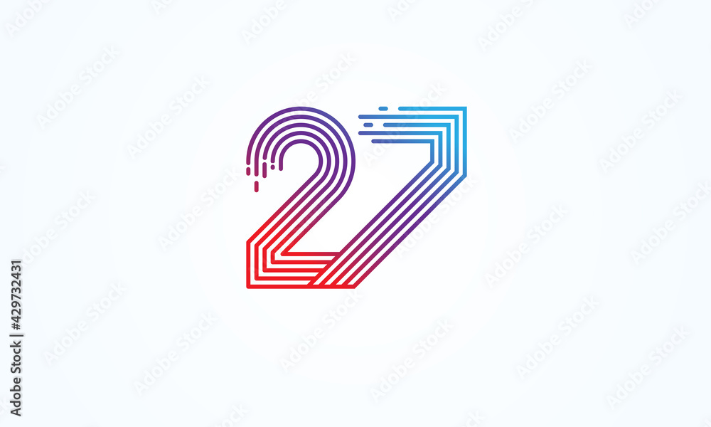 27 Number Logo, number 27 monogram line style, usable for anniversary, business and tech logos, flat design logo template, vector illustration 27 Number Logo, number 27 monogram line style, usable for anniversary, business and tech logos, flat design logo template, vector illustration