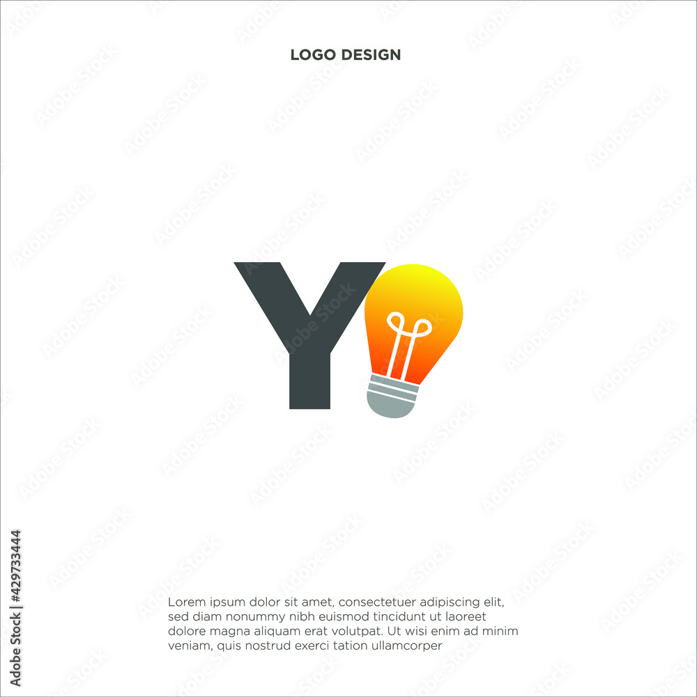 letter Y initials for electricity company, light bulb design logo template, vector illustration letter Y initials for electricity company, light bulb design logo template, vector illustration