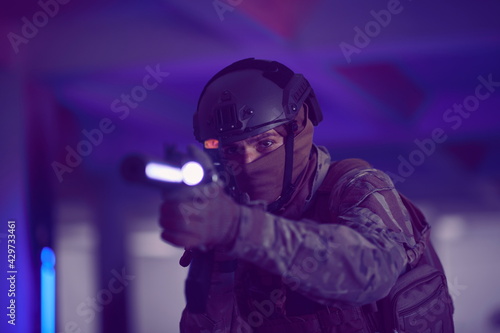 modern warfare soldier in urban environment battlefield © .shock