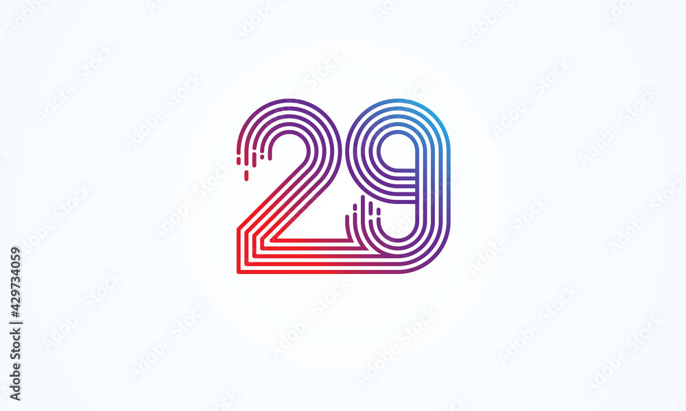 29 Number Logo, number 29 monogram line style, usable for anniversary, business and tech logos, flat design logo template, vector illustration 29 Number Logo, number 29 monogram line style, usable for anniversary, business and tech logos, flat design logo template, vector illustration