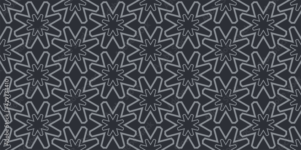 Fototapeta premium Abstract geometric background. Black and white geometric pattern. Seamless pattern, texture. Vector illustration