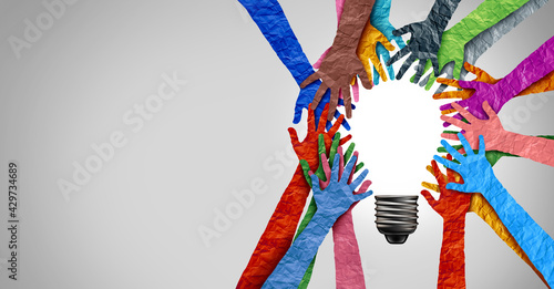 Bild auf Leinwand Diverse society thinking together and team ideas as a group of people coming tog