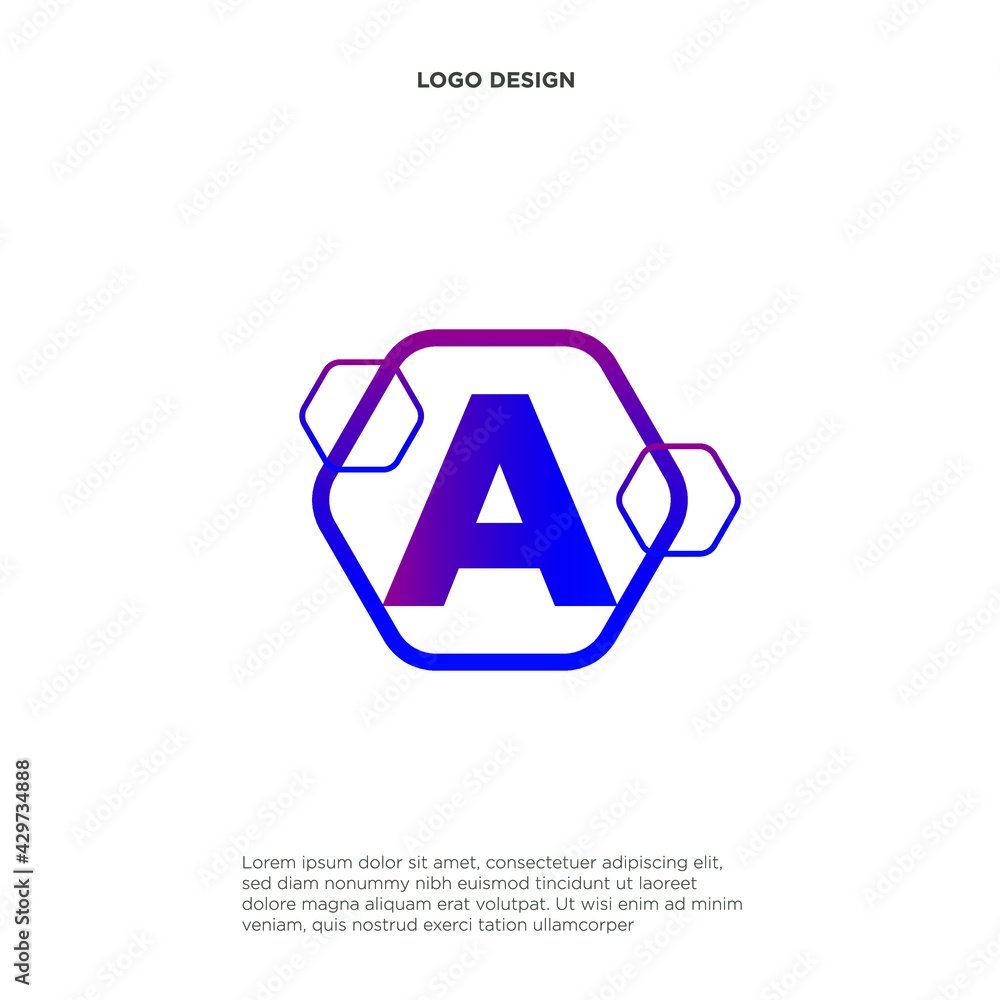 Letter A hexagon icon vector design. Letter A hexagon icon vector design.