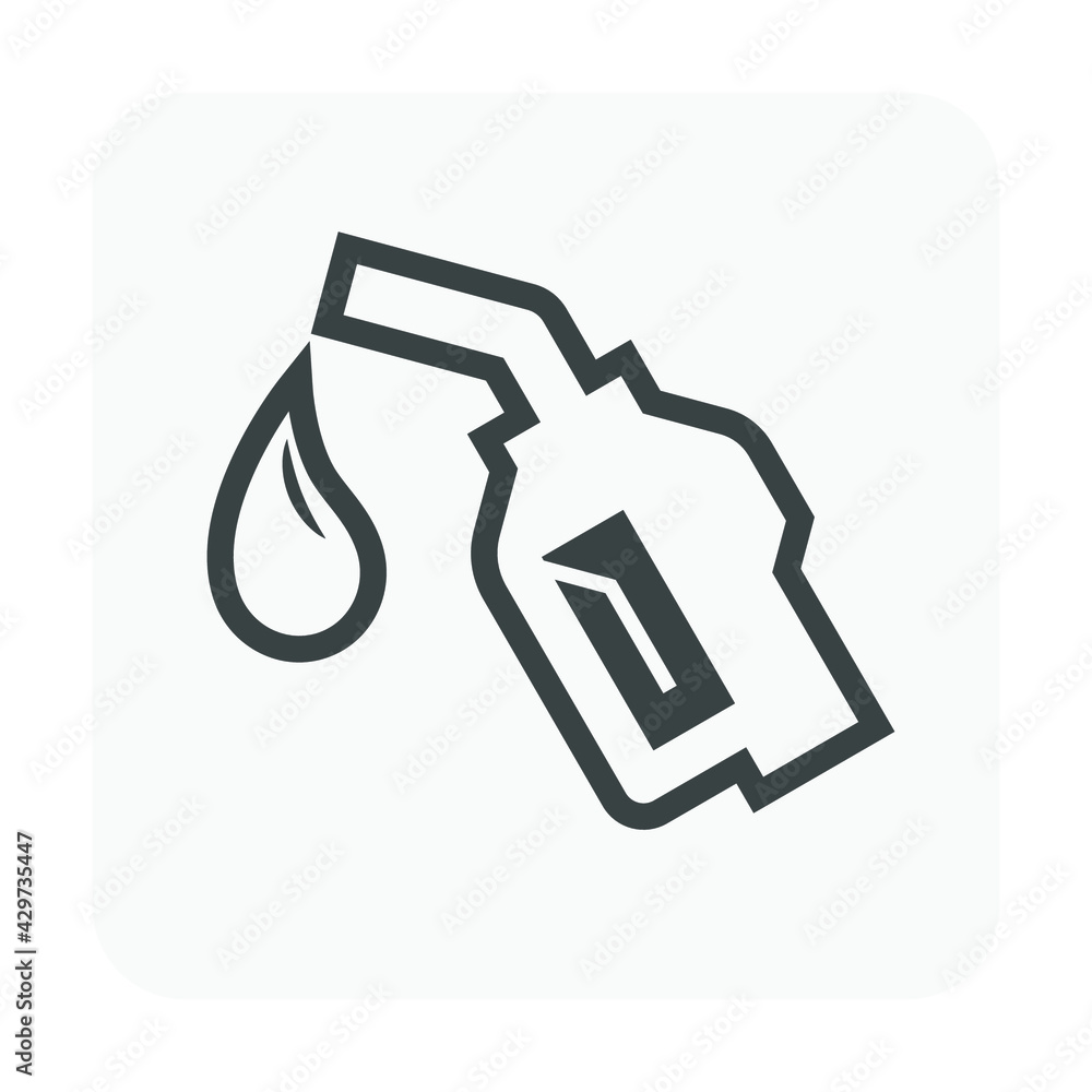 Fuel nozzle vector icon. Automatic device connect to pump and fuel dispenser by flexible hose for refueling car, automobile or vehicle in petrol, gas or filling station, i.e. gasoline, diesel, benzine Fuel nozzle vector icon. Automatic device connect to pump and fuel dispenser by flexible hose for refueling car, automobile or vehicle in petrol, gas or filling station, i.e. gasoline, diesel, benzine