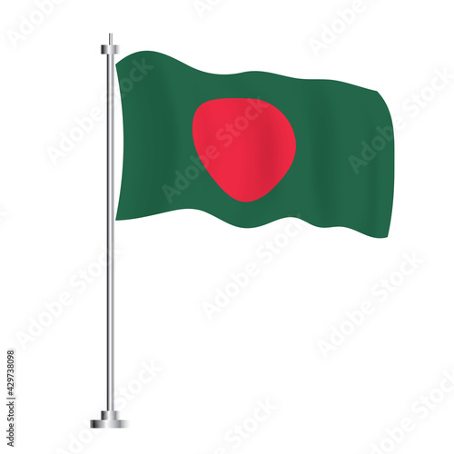 Bangladesh Flag. Isolated Wave Flag of Bangladesh Country.