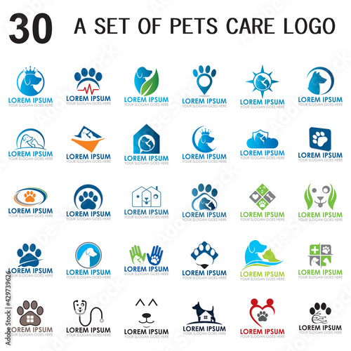 set of pets care vector , set of veterinary logo