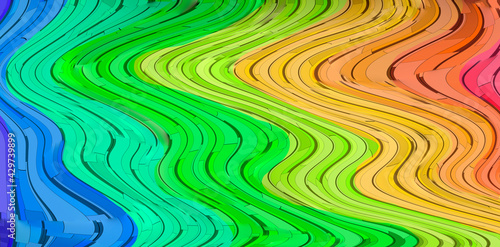 Colorful waves on a rectangular background. Use it for textures and illustrations.