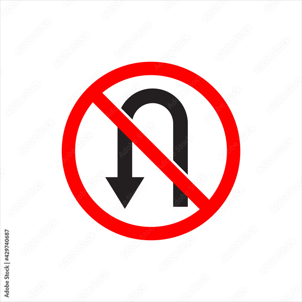 Forbidden turn back icon No U Turn sign for traffic symbol outline icon. Privet road Symbol, logo illustration for mobile concept and web design. Forbidden turn back icon No U Turn sign for traffic symbol outline icon. Privet road Symbol, logo illustration for mobile concept and web design.