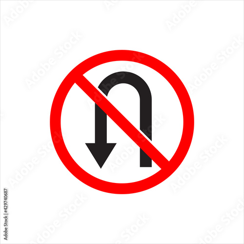 Free Download Forbidden turn back icon No U Turn sign for traffic symbol outline icon. Privet road Symbol, logo illustration for mobile concept and web design. - GFXLoad