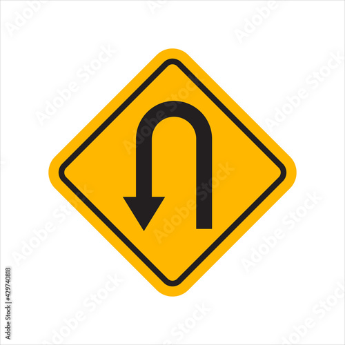 Free Download Turn back road sign, vector illustration - GFXLoad
