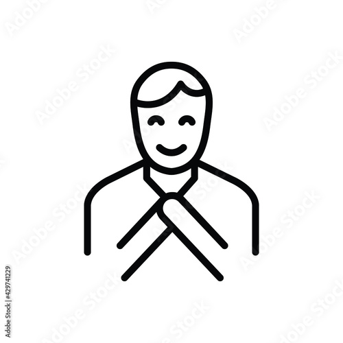 Black line icon for pleased