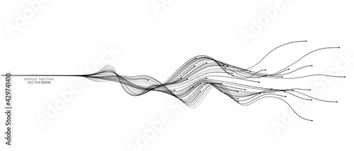 Vector abstract wavy lines flowing dynamic isolated on white background for concept of AI technology, digital, communication, 5G, science, music
