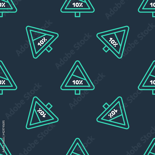 Line Steep ascent and steep descent warning road icon isolated seamless pattern on black background. Traffic rules and safe driving. Vector