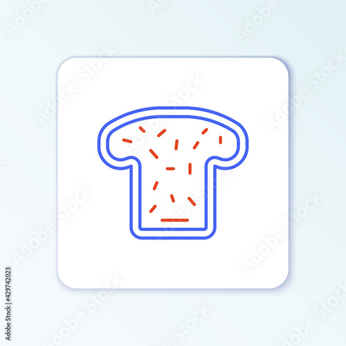 Line Bread toast for sandwich piece of roasted crouton icon isolated on white background. Lunch, dinner, breakfast snack. Colorful outline concept. Vector