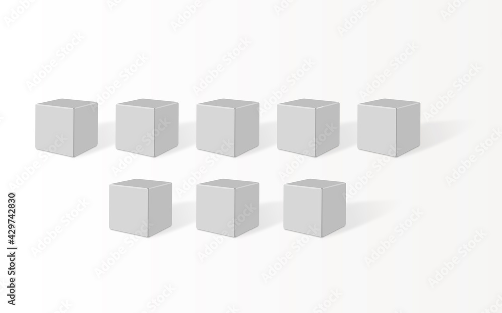 3d illustration multi cube on white and grey background 3d illustration multi cube on white and grey background