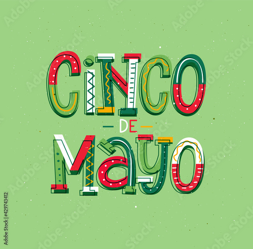 May 5th Mexican fun vector lettering card design