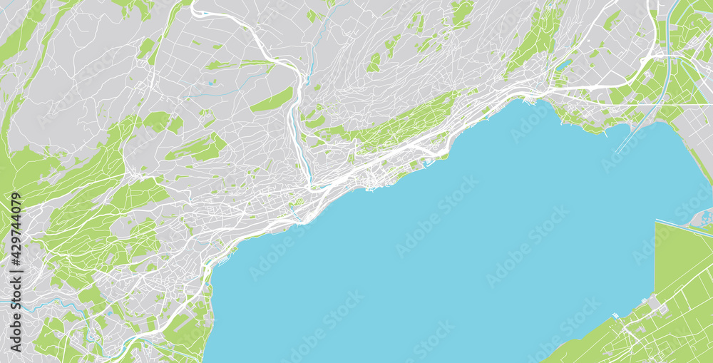 Fototapeta premium Urban vector city map of Neuchatel, Switzerland, Europe
