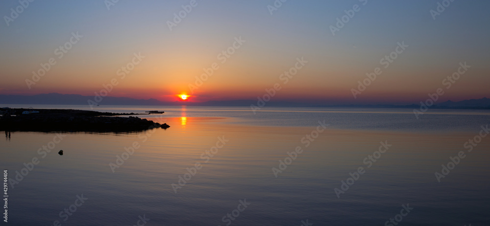 Sunset over the Mediterranean Sea from Side, Turkey.