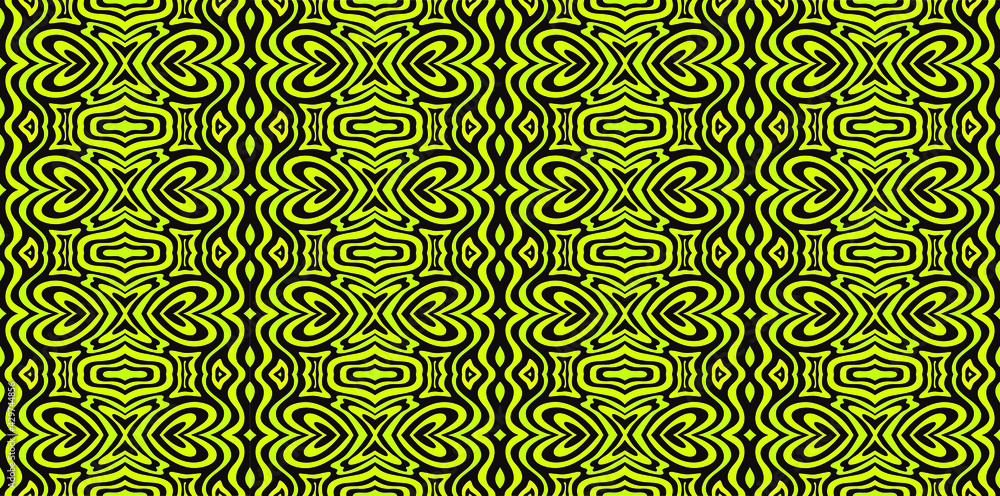 Abstract background with black swirls on yellow. Apply as a texture or illustration. Abstract background with black swirls on yellow. Apply as a texture or illustration.