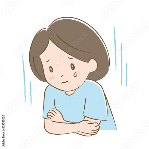 腕を組んで涙を流す女性（手描き風）