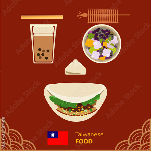 Taiwanese food vector set menu collection illustration