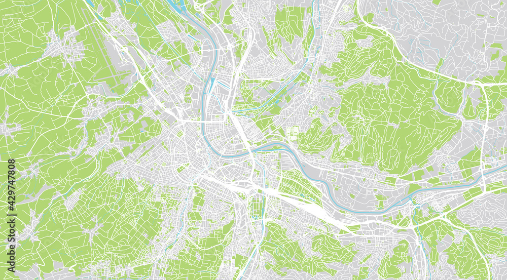 Urban vector city map of Basel, Switzerland, Europe