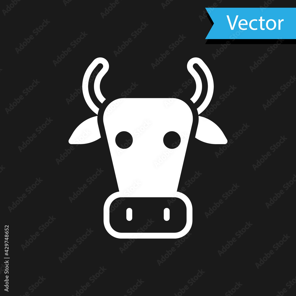 Obraz premium White Cow icon isolated on black background. Vector