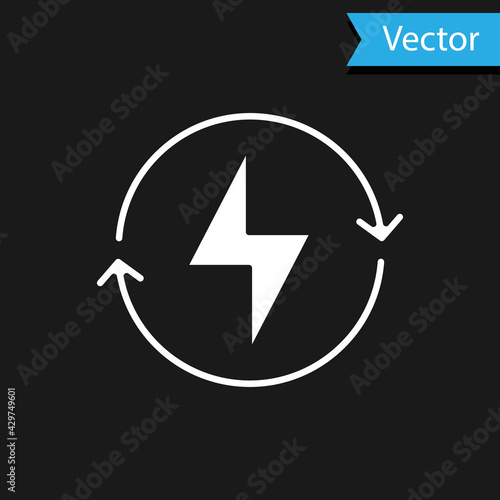 Free Download White Lightning bolt icon isolated on black background. Flash sign. Charge flash icon. Thunder bolt. Lighting strike. Vector - GFXLoad