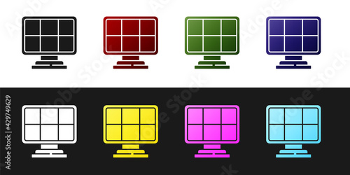 Set Solar energy panel icon isolated on black and white background. Vector