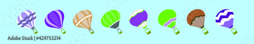 set of hot air balloon cartoon icon design template with various models. vector illustration isolated on blue background