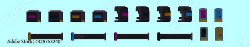 set of ink cartridge cartoon icon design template with various models. vector illustration isolated on blue background