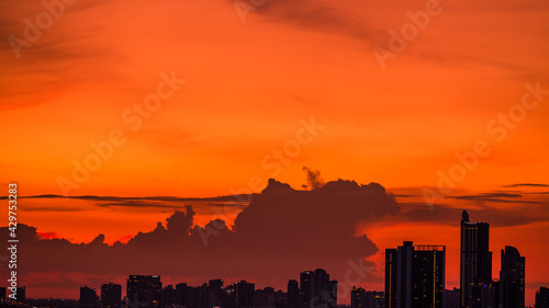 abstract background view of the colorful twilight sky.In the evening  the colorful changes  pink  orange  yellow  purple  sky  merge into the beauty of nature