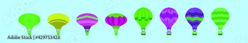 set of hot air balloon cartoon icon design template with various models. vector illustration isolated on blue background