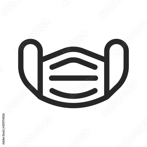 Medical face mask outline icon. Respirator isolated. Protection against viruses, smog, dust and pollution. Medical PPE. Simple vector illustration.