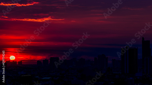 abstract background view of the colorful twilight sky.In the evening  the colorful changes  pink  orange  yellow  purple  sky  merge into the beauty of nature