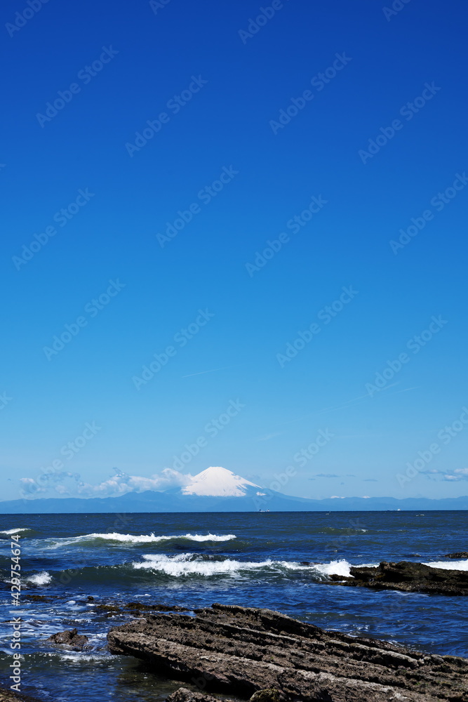 岩と海と富士山 岩と海と富士山