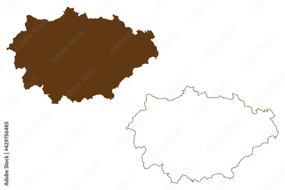Marburg-Biedenkopf district (Federal Republic of Germany, rural district Giessen region, State of Hessen, Hesse, Hessia) map vector illustration, scribble sketch Marburg Biedenkopf map